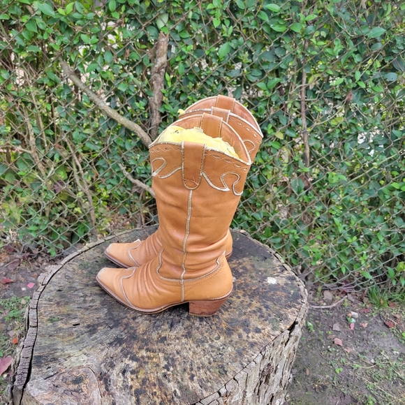Women Vintage Leather Brown Cowgirl Boots Size 8.5, 9/Women Leather Boots/Women - Picture 7 of 9